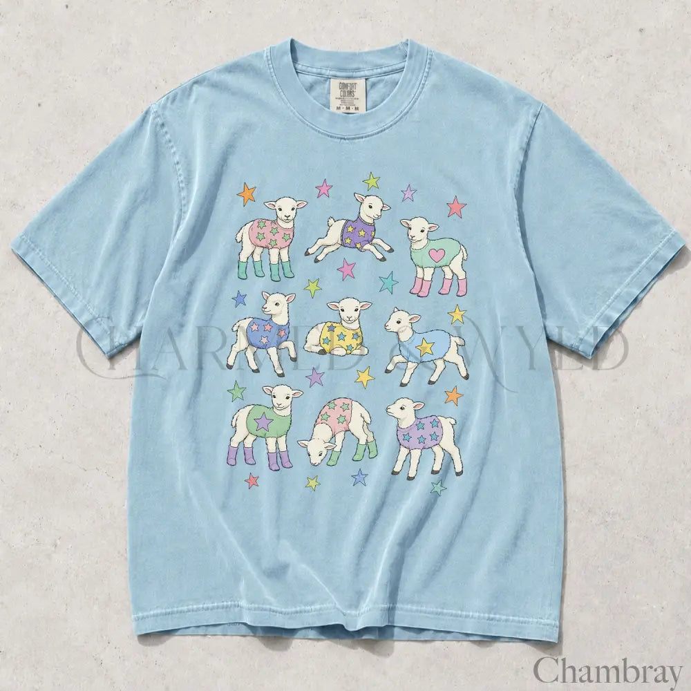 Lambs in Sweaters Comfort Colors T-Shirt - Chambray / S - T-Shirt