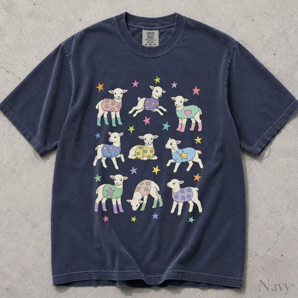 Lambs in Sweaters Comfort Colors T-Shirt - Navy / S - T-Shirt