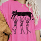 Lazy Bones Black Cat T-Shirt - Neon Pink / S - T-Shirt