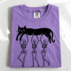 Lazy Bones Black Cat T-Shirt - Violet / S - T-Shirt