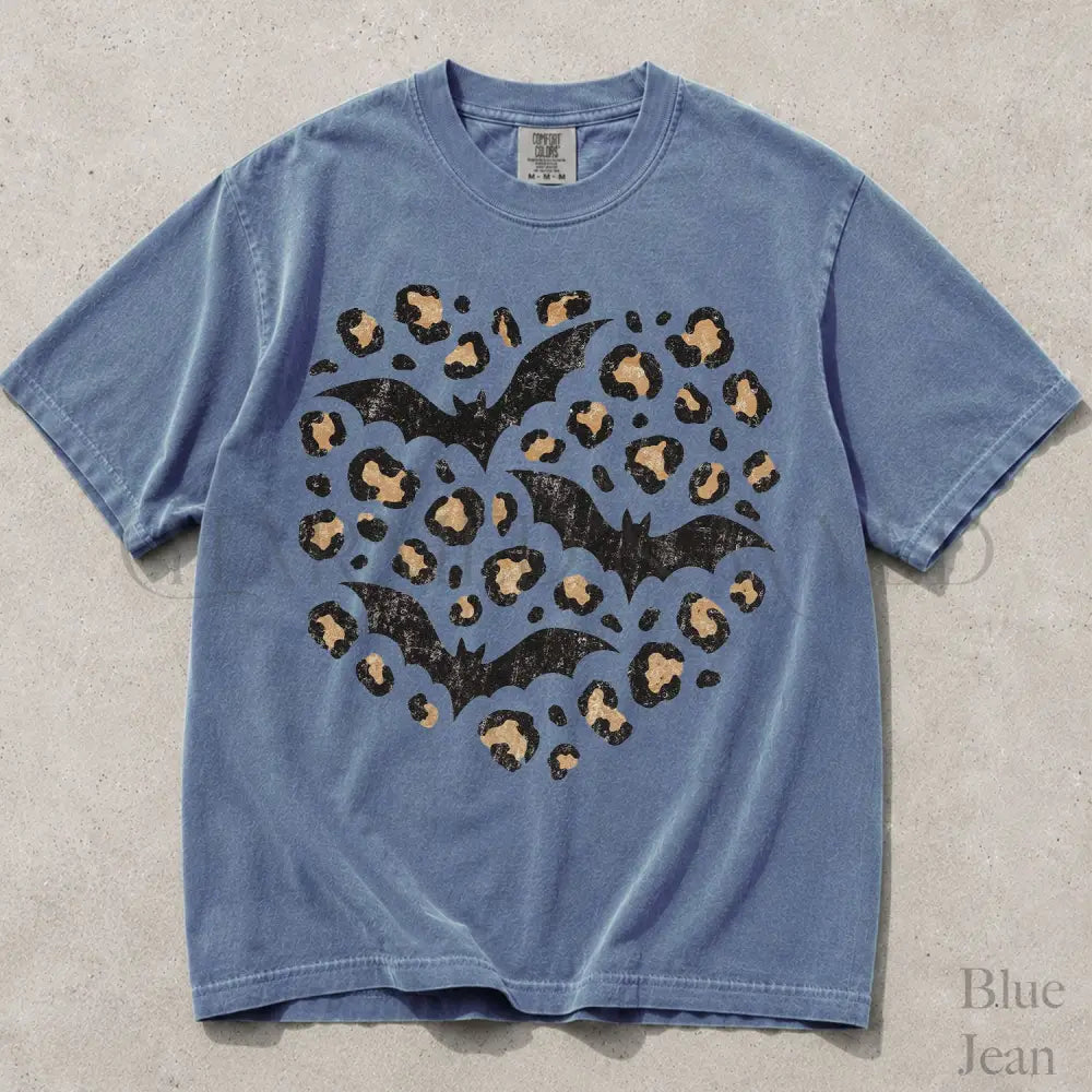 Leopard Bat Comfort Colors T-Shirt - Blue Jean / S - T-Shirt