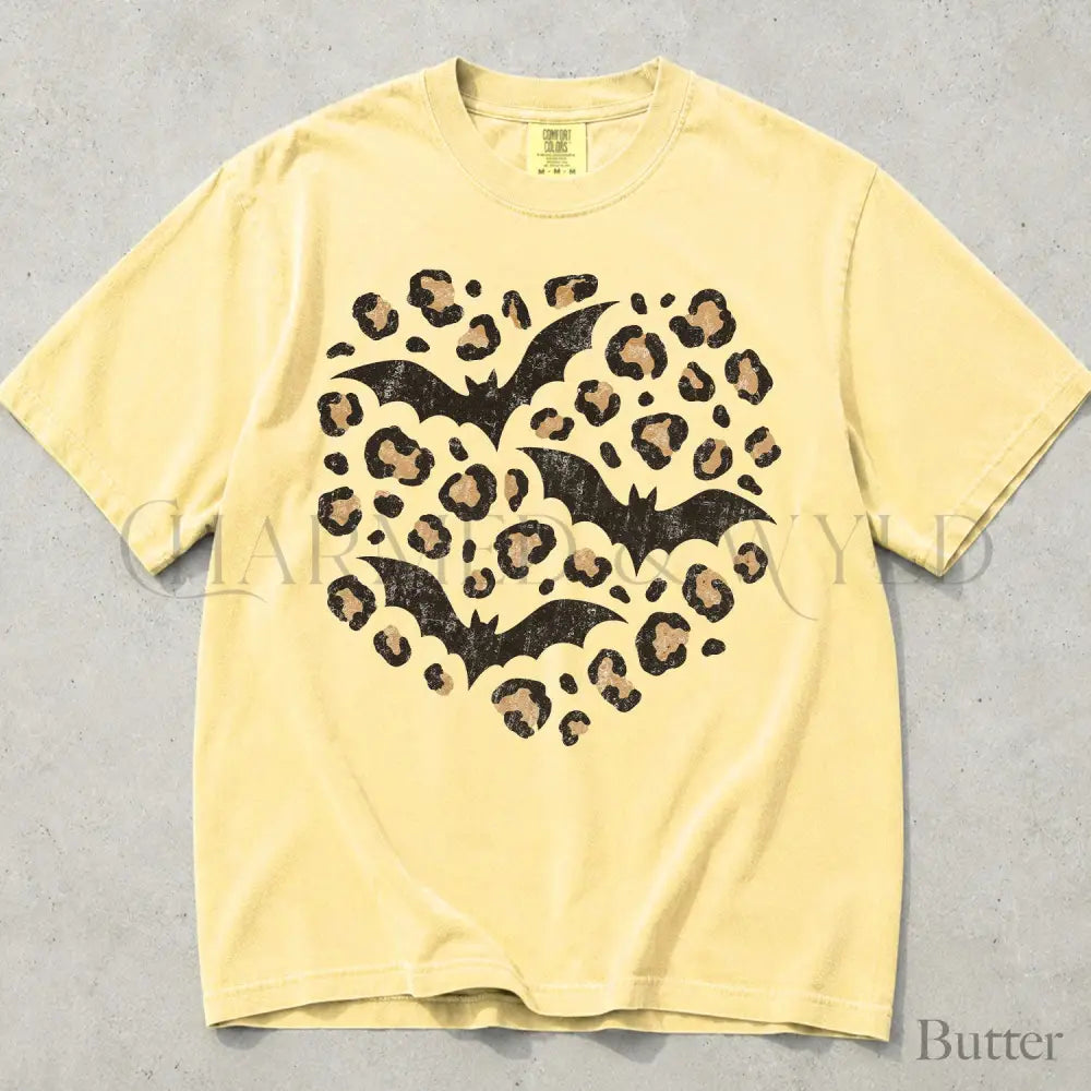 Leopard Bat Comfort Colors T-Shirt - Butter / S - T-Shirt