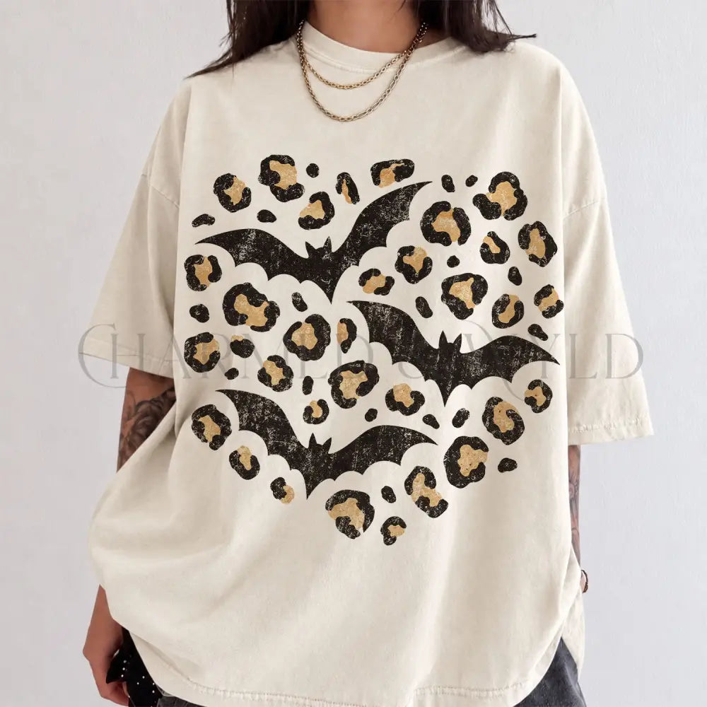 Leopard Bat Comfort Colors T-Shirt - Ivory / S - T-Shirt