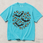 Leopard Bat Comfort Colors T-Shirt - Lagoon Blue / S - T-Shirt