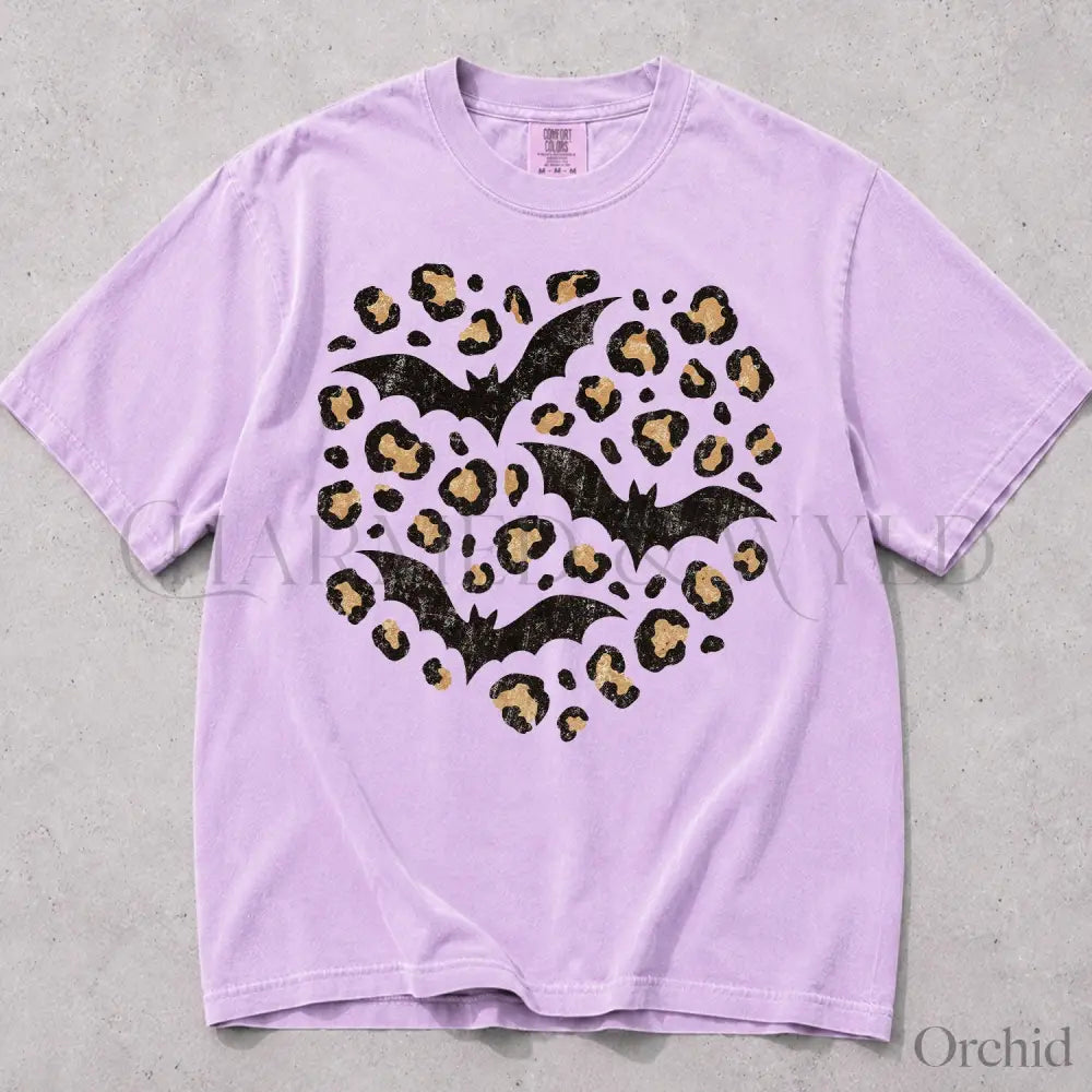 Leopard Bat Comfort Colors T-Shirt - Orchid / S - T-Shirt