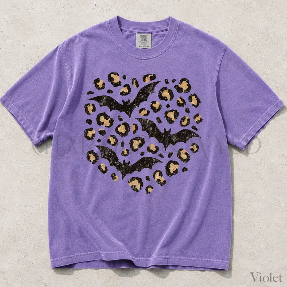 Leopard Bat Comfort Colors T-Shirt - Violet / S - T-Shirt