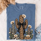 Leopard Cactus Comfort Colors T-Shirt - Blue Jean / S - T-Shirt