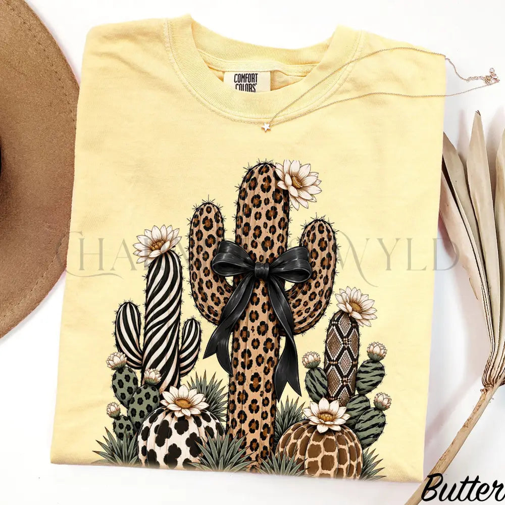 Leopard Cactus Comfort Colors T-Shirt - Butter / S - T-Shirt