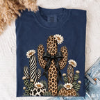 Leopard Cactus Comfort Colors T-Shirt - Navy / S - T-Shirt