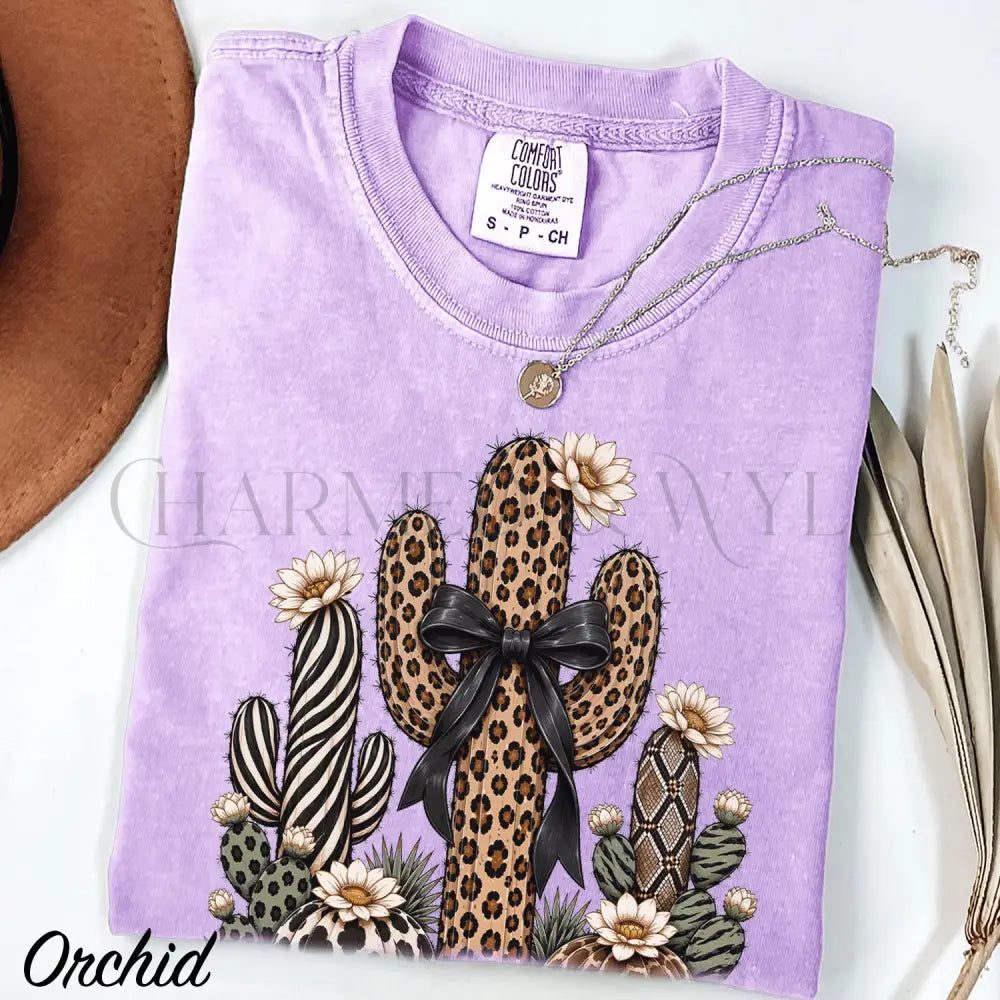 Leopard Cactus Comfort Colors T-Shirt - Orchid / S - T-Shirt