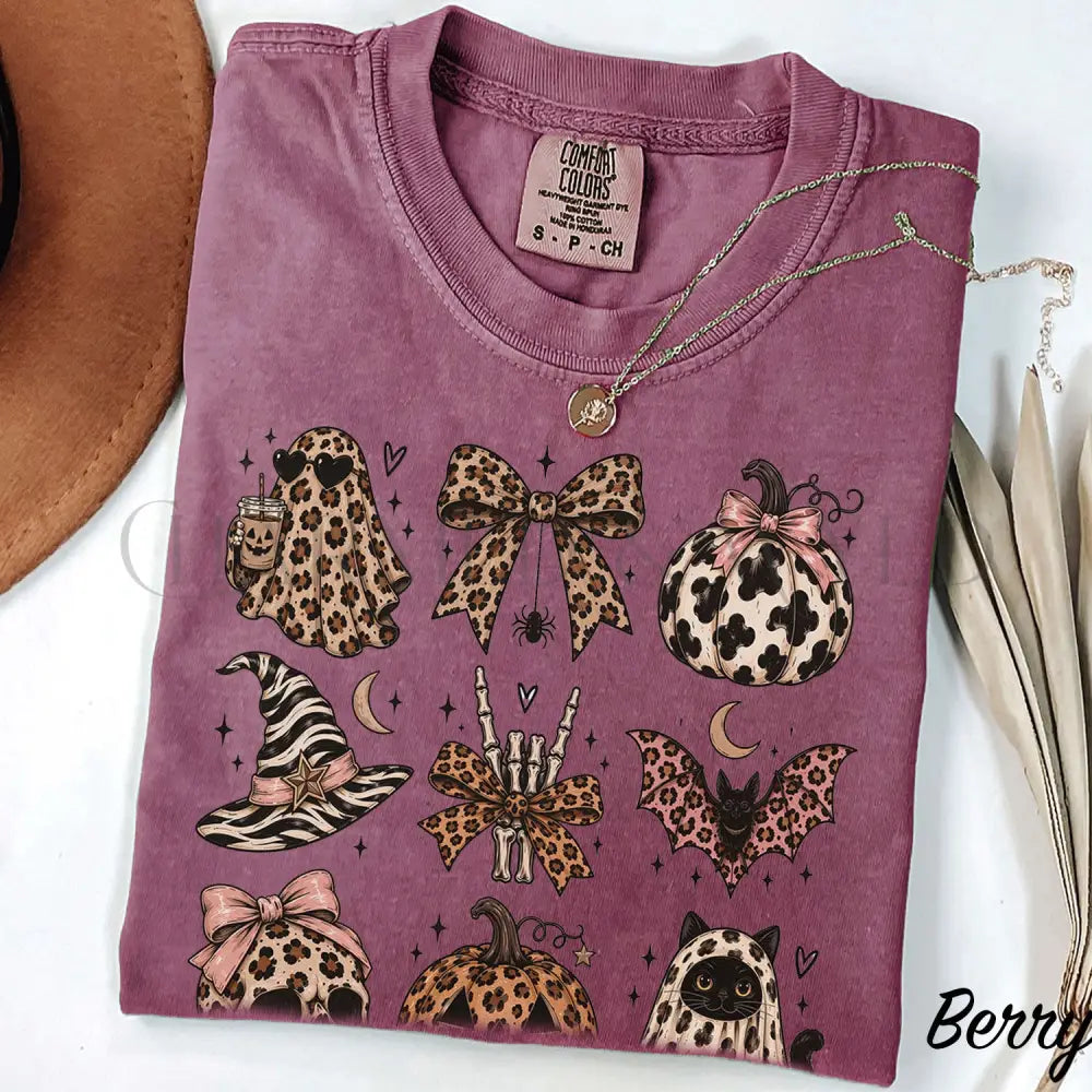 Leopard Halloween Comfort Colors T-Shirt - Berry / S - T-Shirt