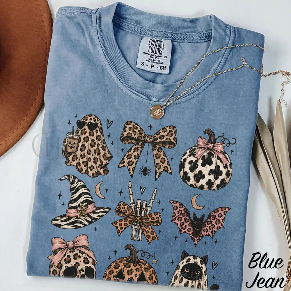 Leopard Halloween Comfort Colors T-Shirt - Blue Jean / S - T-Shirt