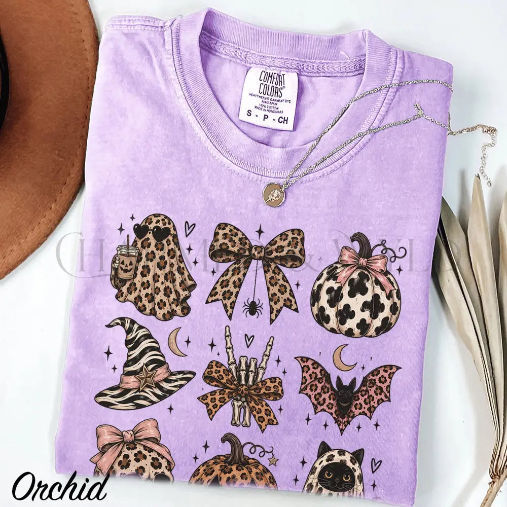 Leopard Halloween Comfort Colors T-Shirt - Orchid / S - T-Shirt