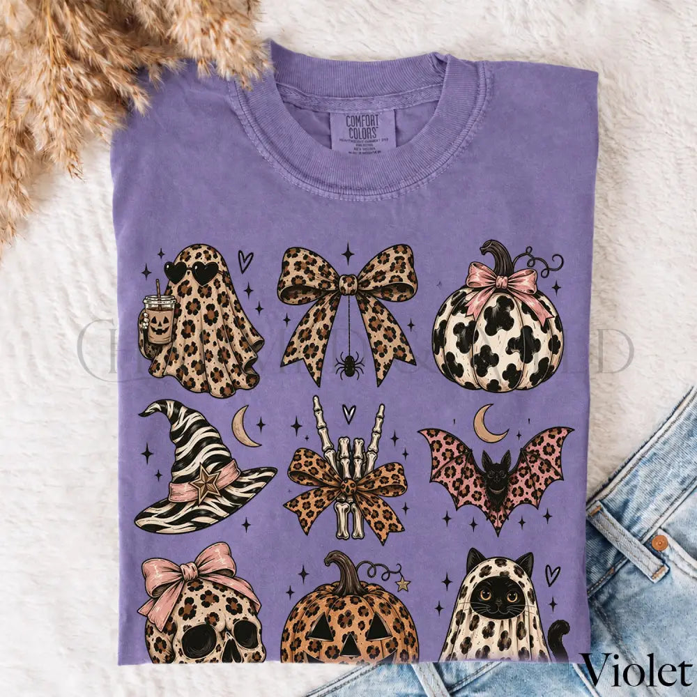 Leopard Halloween Comfort Colors T-Shirt - Violet / S - T-Shirt
