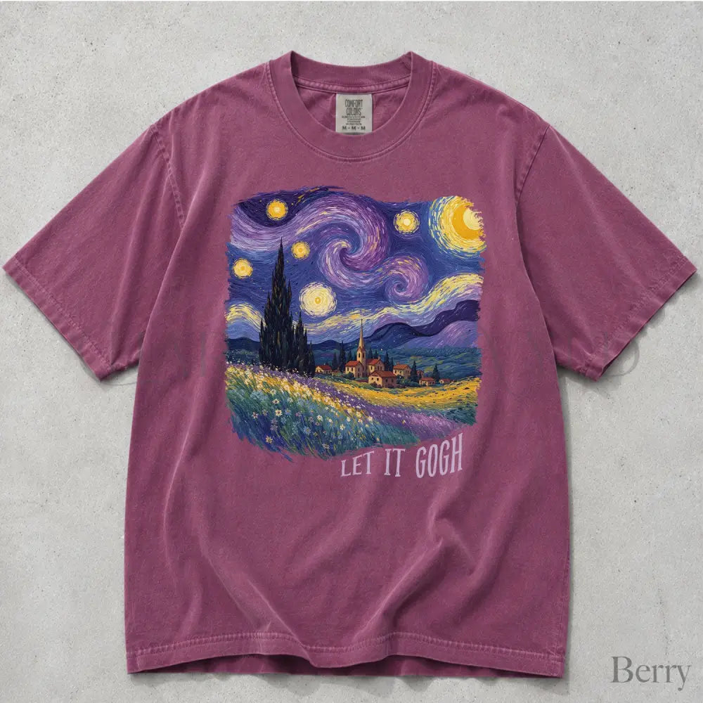 Let It Gogh Starry Night Comfort Colors T-Shirt - Berry / S - T-Shirt