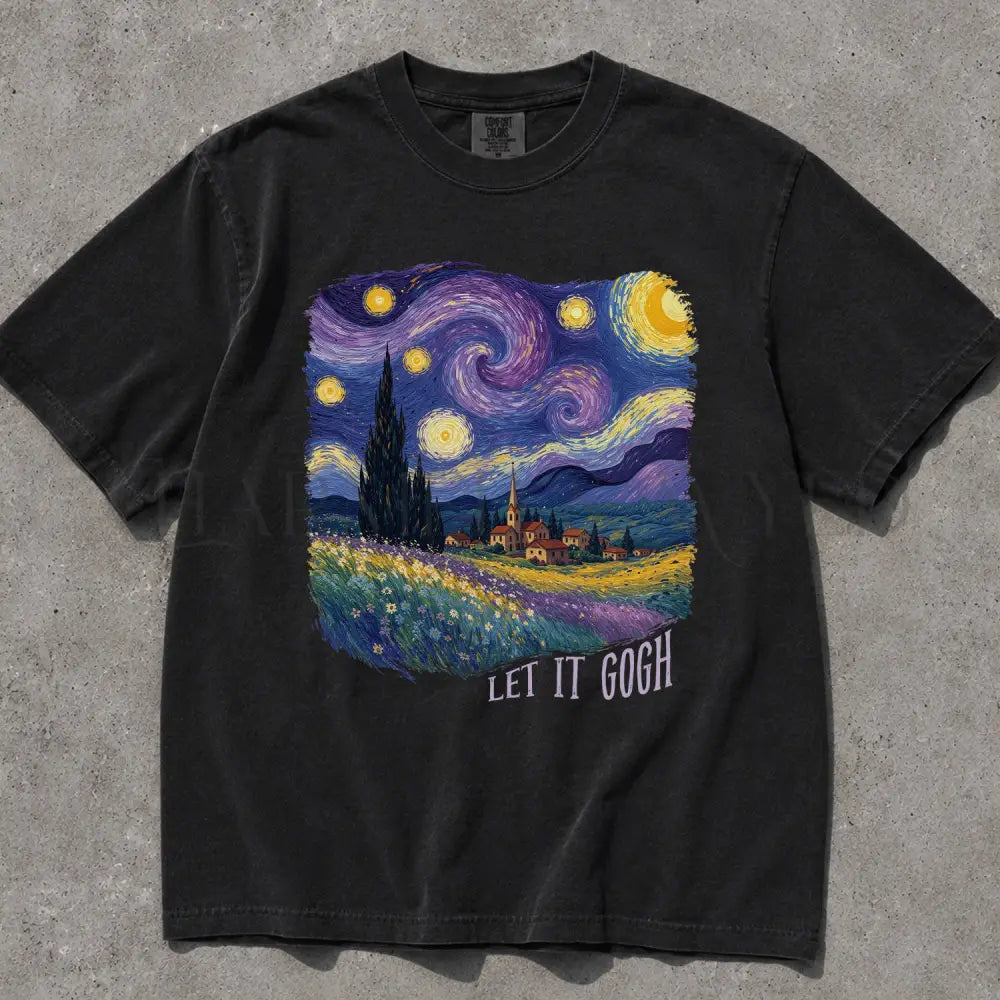 Let It Gogh Starry Night Comfort Colors T-Shirt - Black / S - T-Shirt
