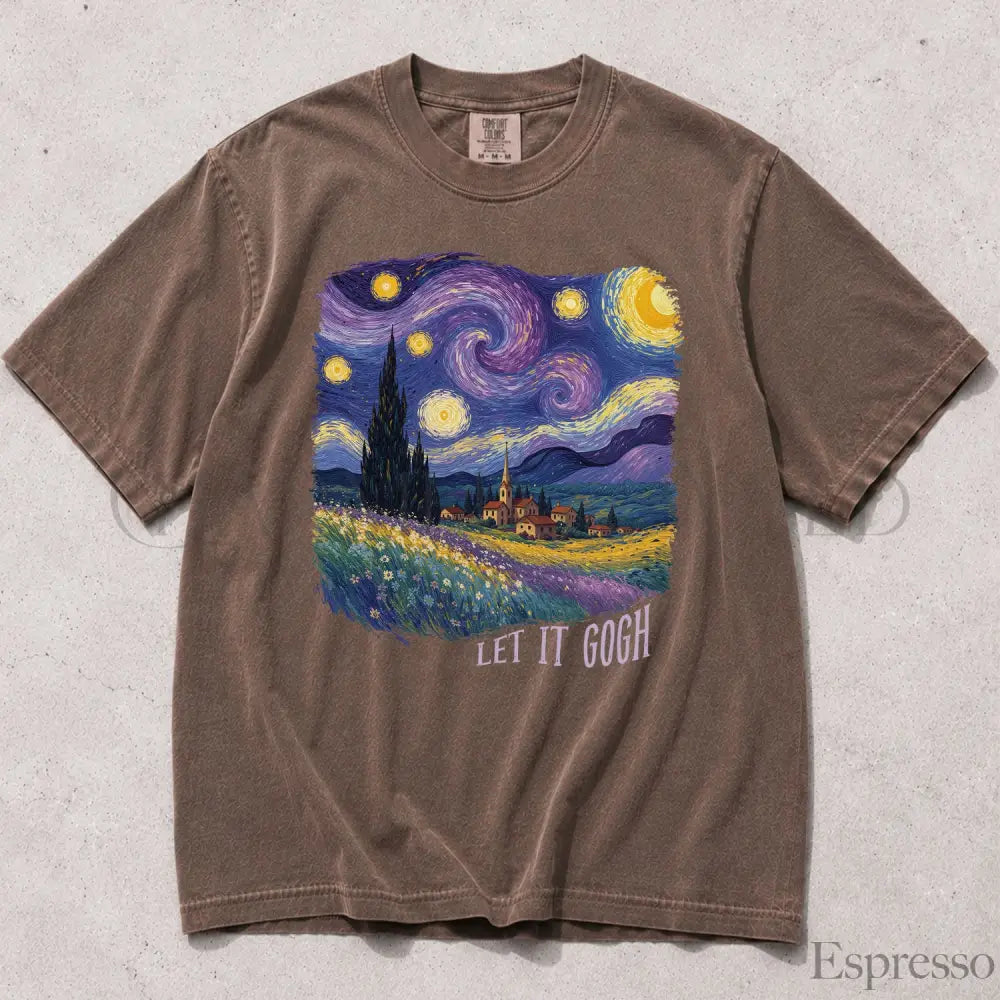 Let It Gogh Starry Night Comfort Colors T-Shirt - Espresso / S - T-Shirt
