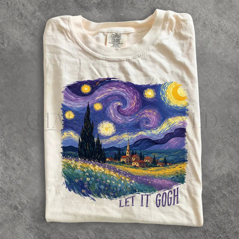 Let It Gogh Starry Night Comfort Colors T-Shirt - Ivory / S - T-Shirt