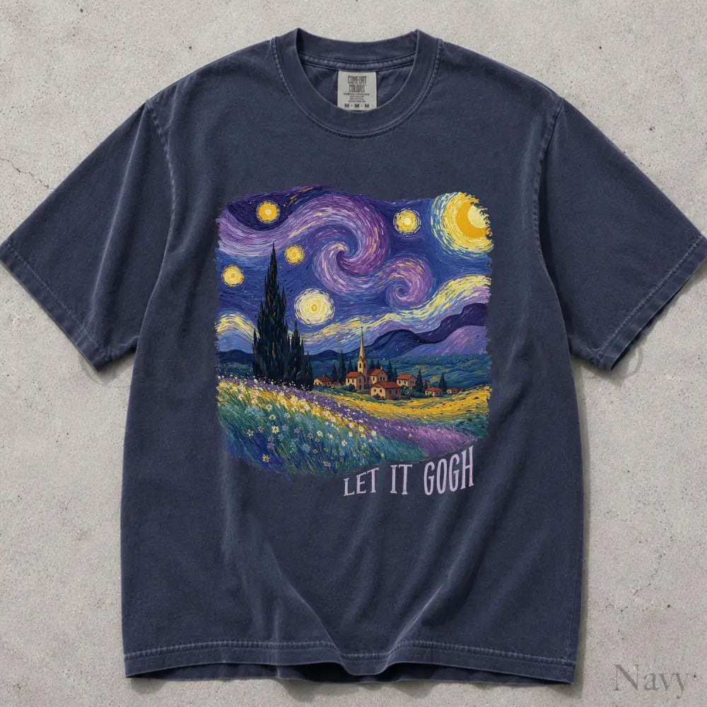 Let It Gogh Starry Night Comfort Colors T-Shirt - Navy / S - T-Shirt