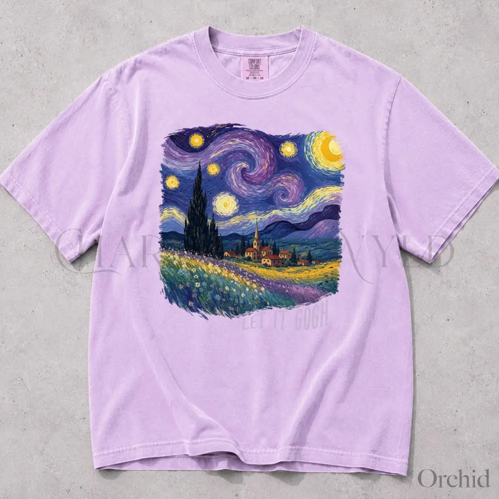 Let It Gogh Starry Night Comfort Colors T-Shirt - Orchid / S - T-Shirt
