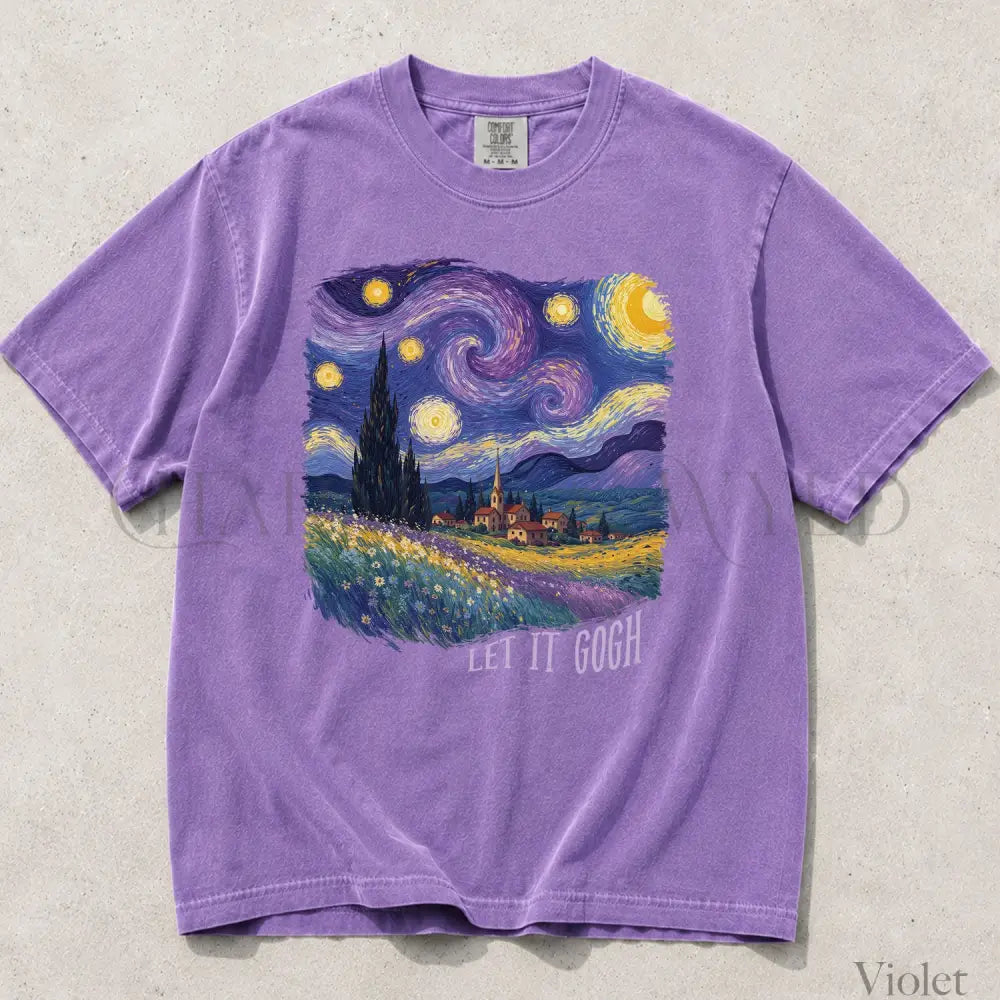 Let It Gogh Starry Night Comfort Colors T-Shirt - Violet / S - T-Shirt