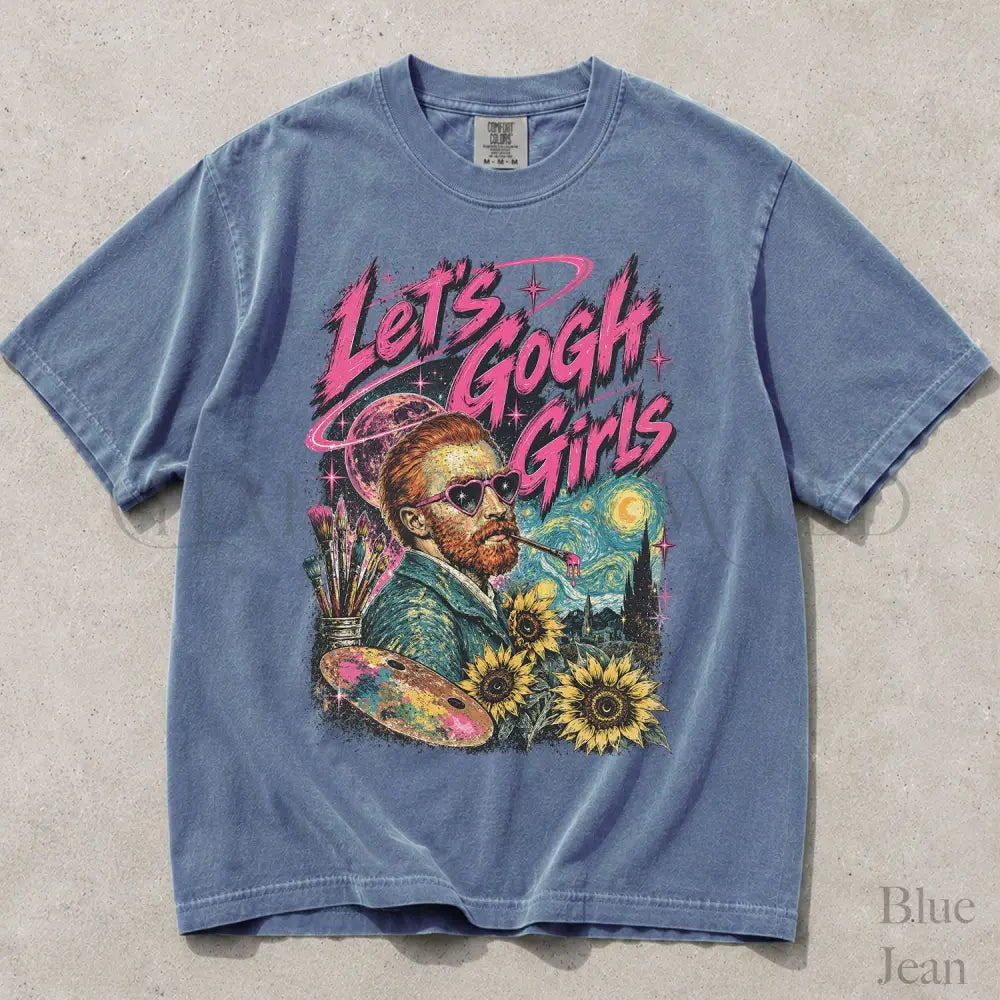 Lets Gogh Girls Comfort Colors T-Shirt - Blue Jean / S - T-Shirt