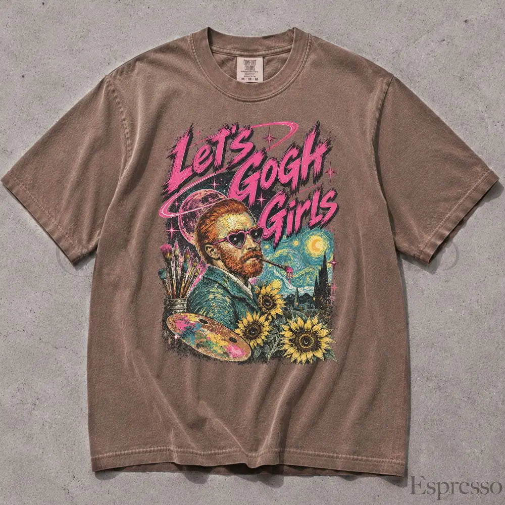 Lets Gogh Girls Comfort Colors T-Shirt - Espresso / S - T-Shirt