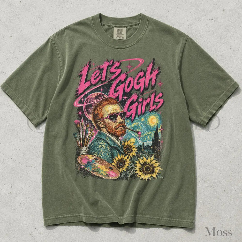 Lets Gogh Girls Comfort Colors T-Shirt - Moss / S - T-Shirt