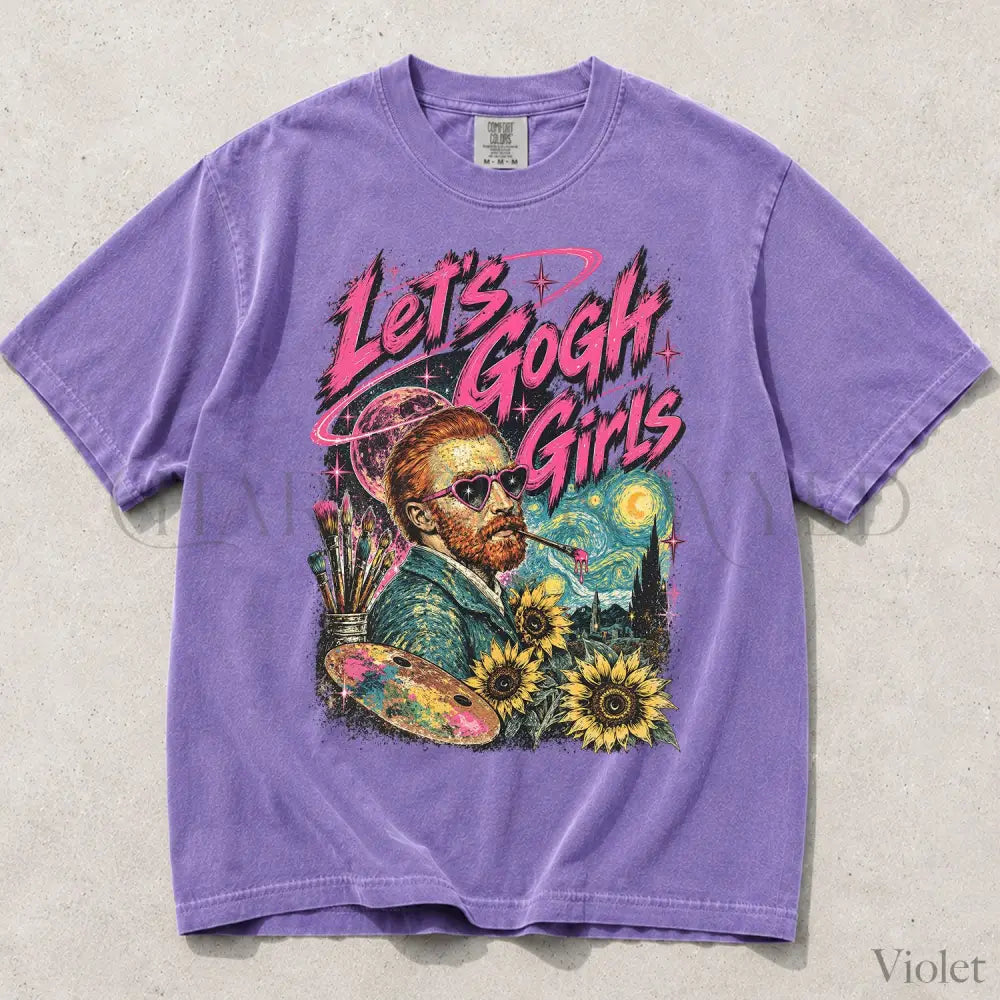 Lets Gogh Girls Comfort Colors T-Shirt - Violet / S - T-Shirt