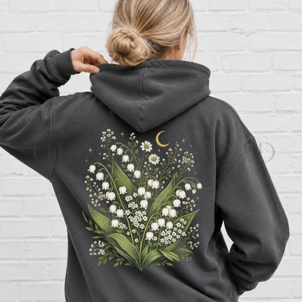 Lily of the Valley Hooded Sweatshirt - Charcoal / S - Hoodie