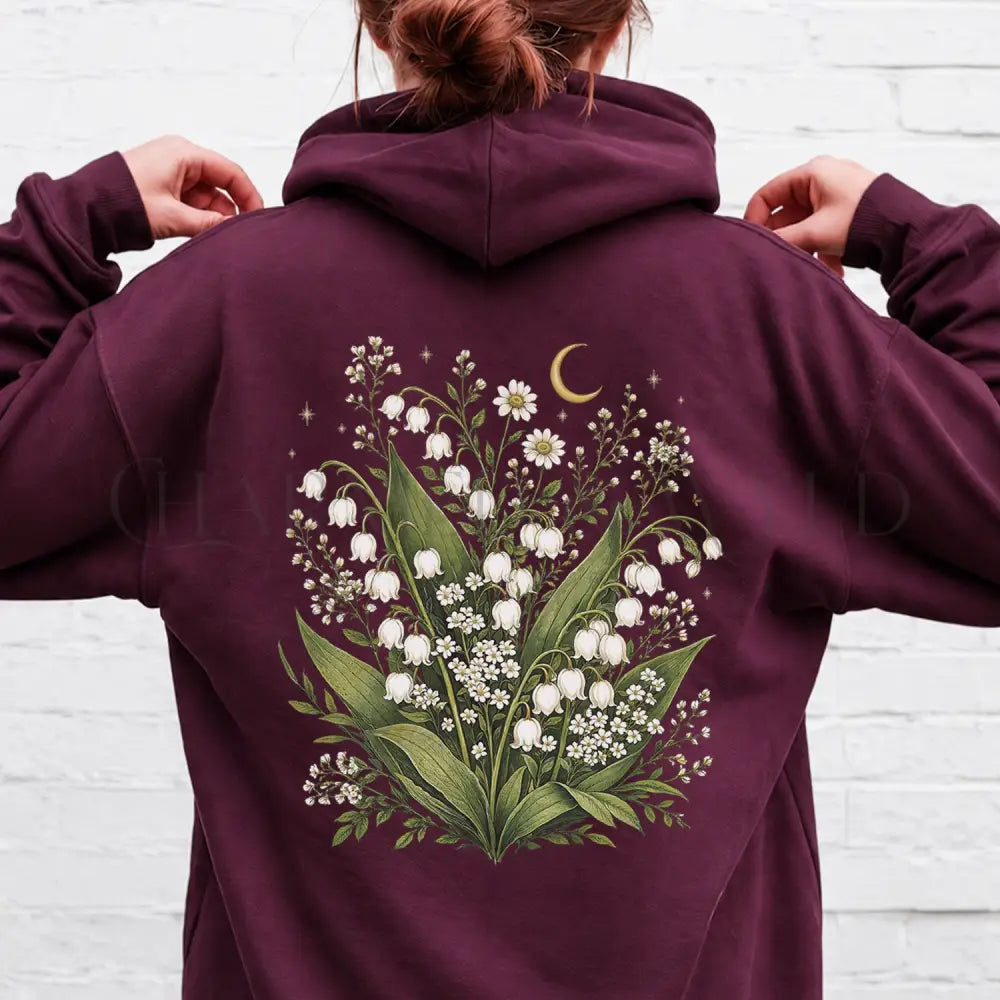 Lily of the Valley Hooded Sweatshirt - Maroon / S - Hoodie