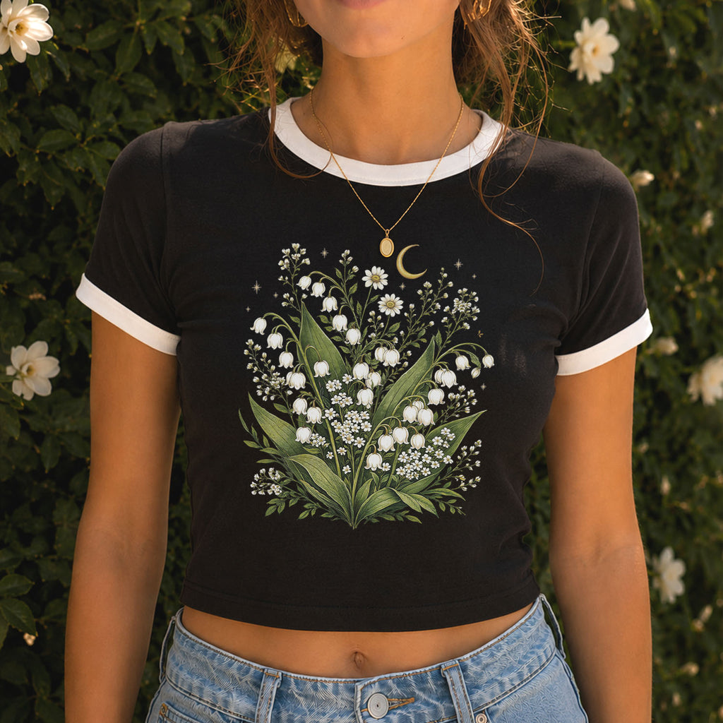Lily of the Valley Floral Ringer T-Shirt
