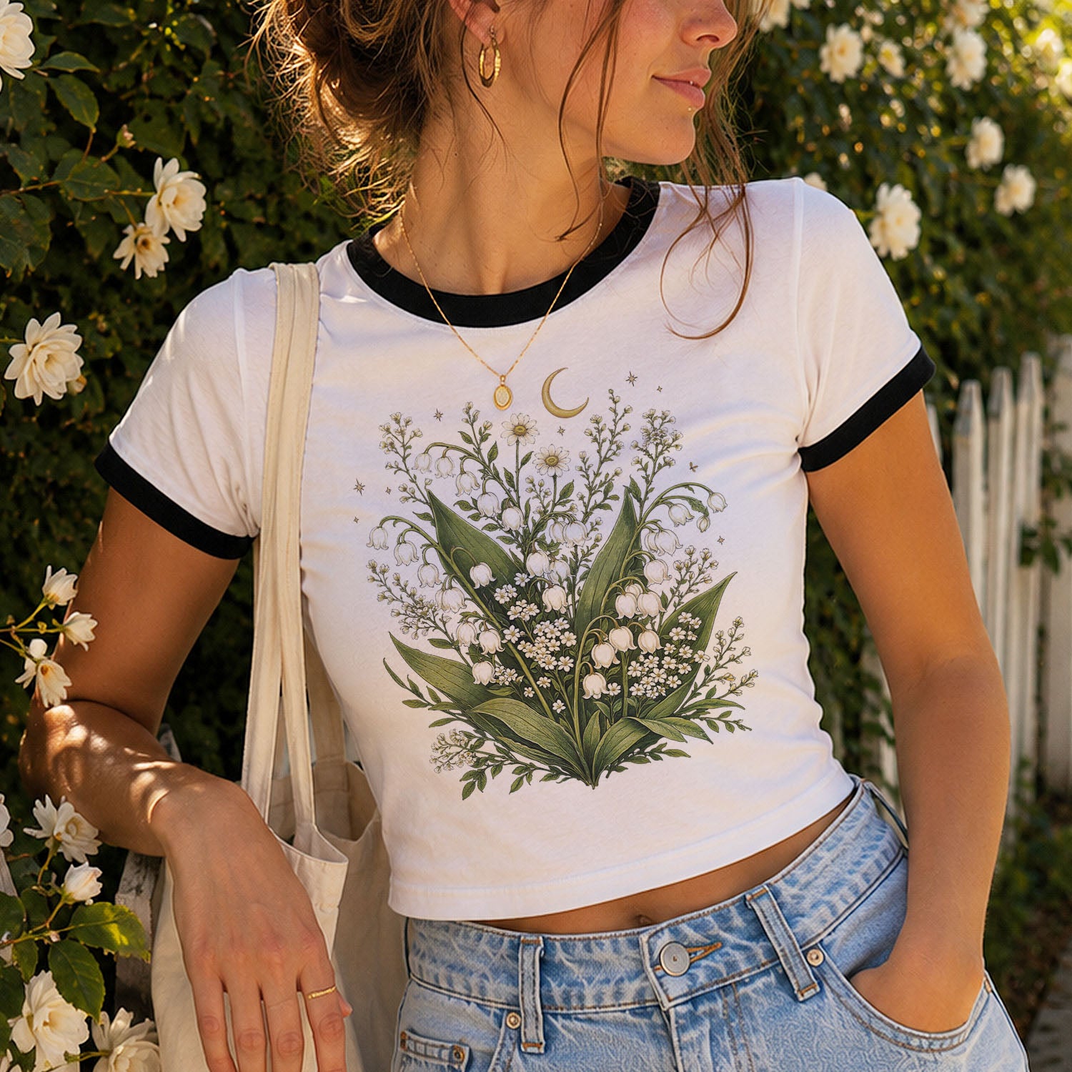 Lily of the Valley Floral Ringer T-Shirt