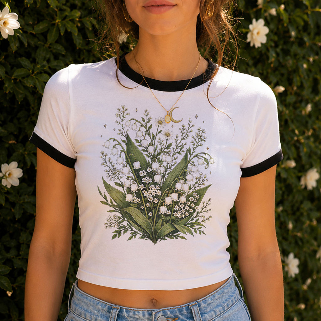 Lily of the Valley Floral Ringer T-Shirt