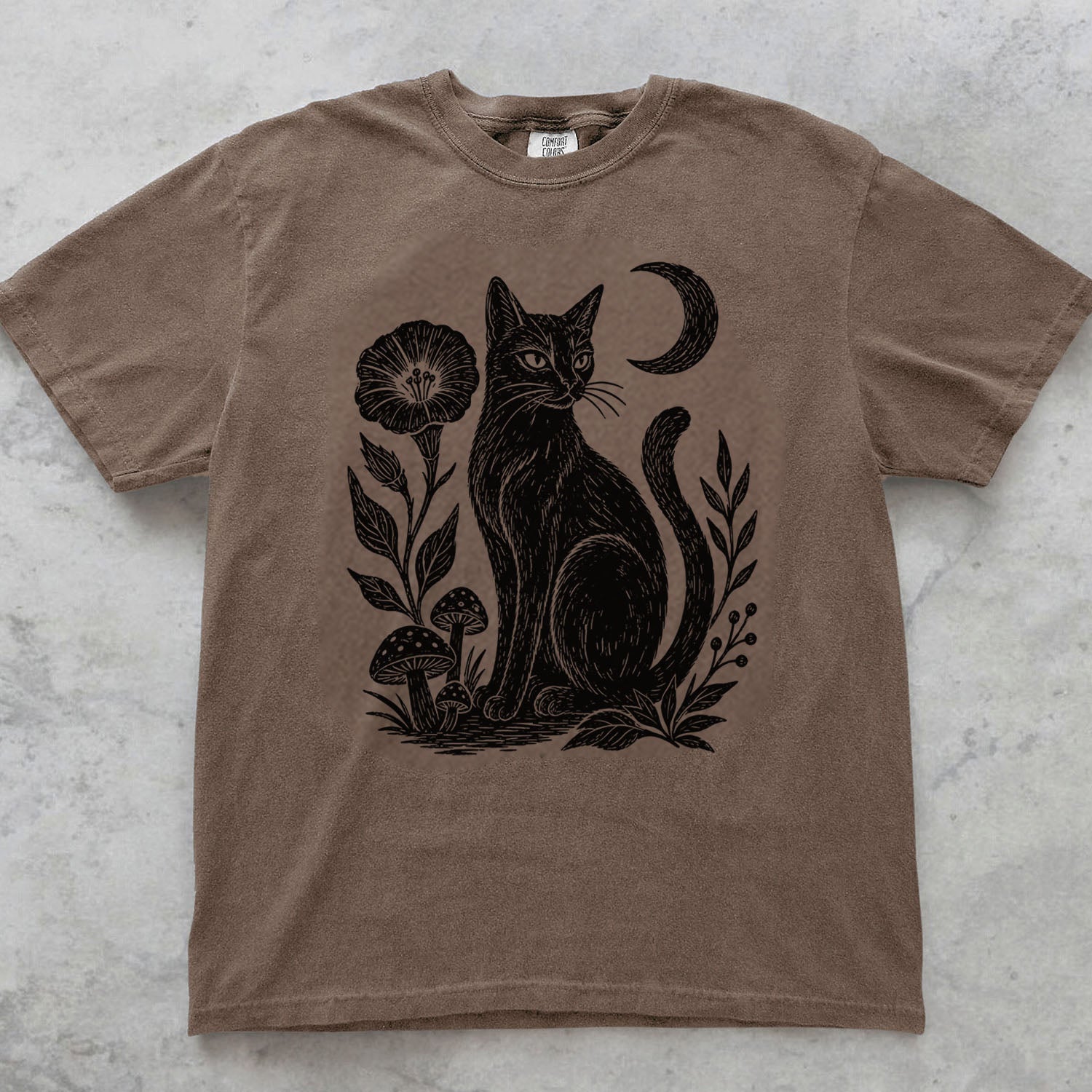 Linocut Black Cat T-Shirt