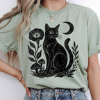 Linocut Black Cat T-Shirt