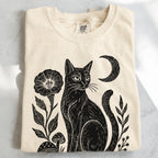 Linocut Black Cat T-Shirt