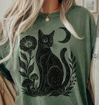 Linocut Black Cat T-Shirt