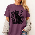 Linocut Black Cat T-Shirt