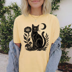 Linocut Black Cat T-Shirt