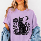 Linocut Black Cat T-Shirt