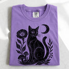 Linocut Black Cat T-Shirt