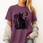 Linocut Black Cat T-Shirt - T-Shirt