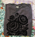 Linocut Peonies Flower T-Shirt