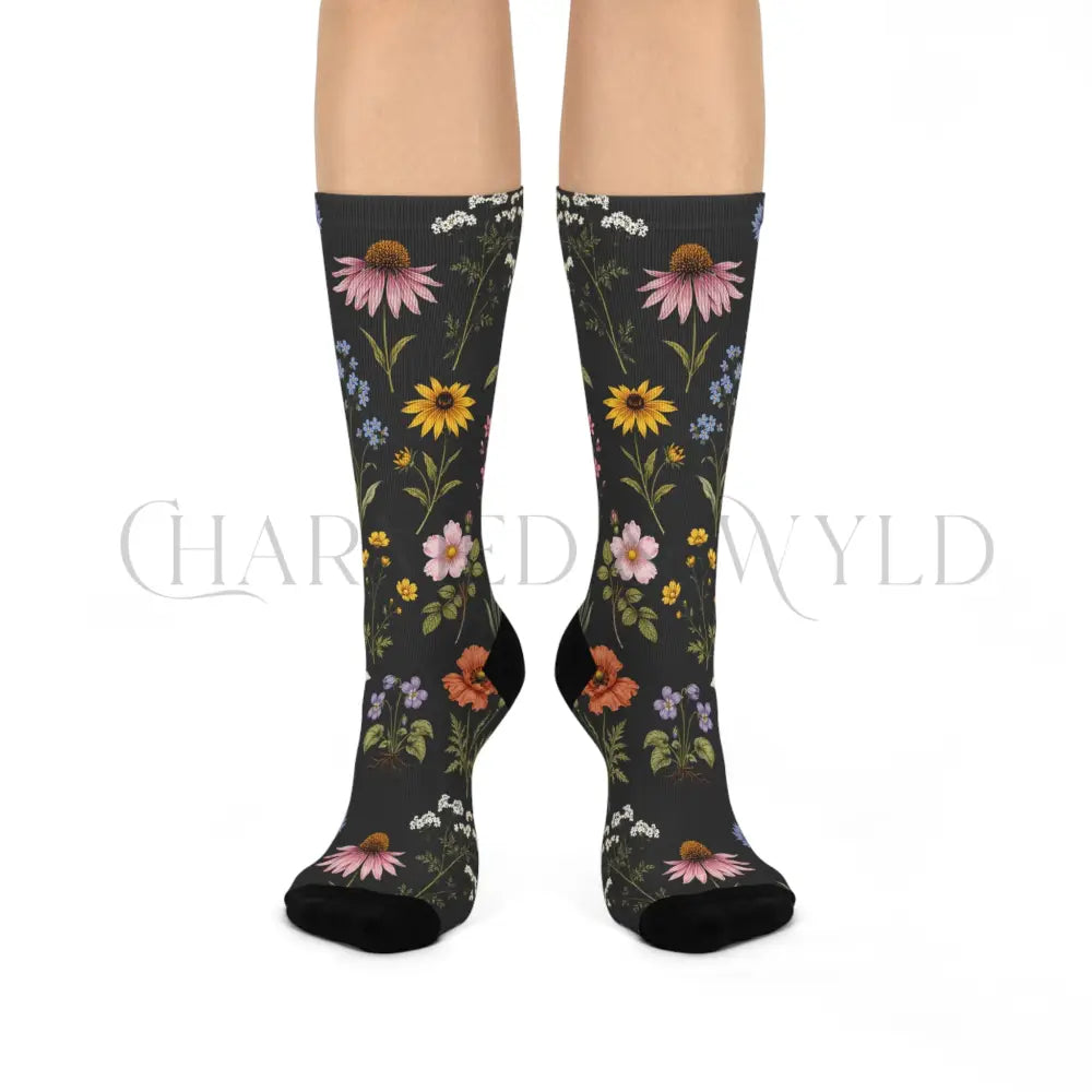 Meadow Bloom Wildflower Socks - One size / 3/4 Crew - All Over Prints
