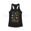 Meadow Blooms Racerback Tank Top - Solid Black / XS - Tank Top