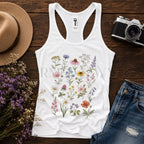 Meadow Blooms Racerback Tank Top - Solid White / XS - Tank Top