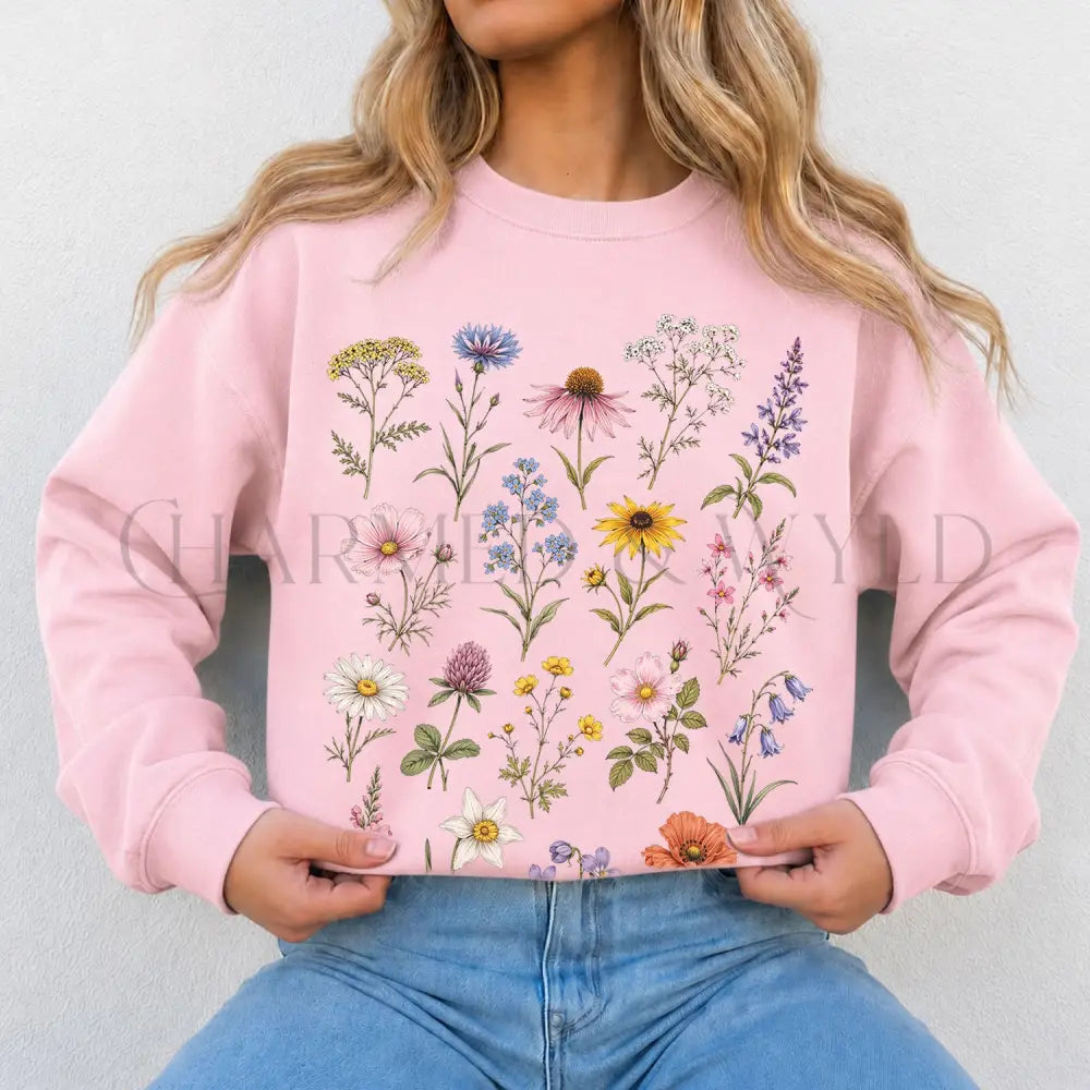 Meadow Blooms Sweatshirt - Light Pink / S - Sweatshirt