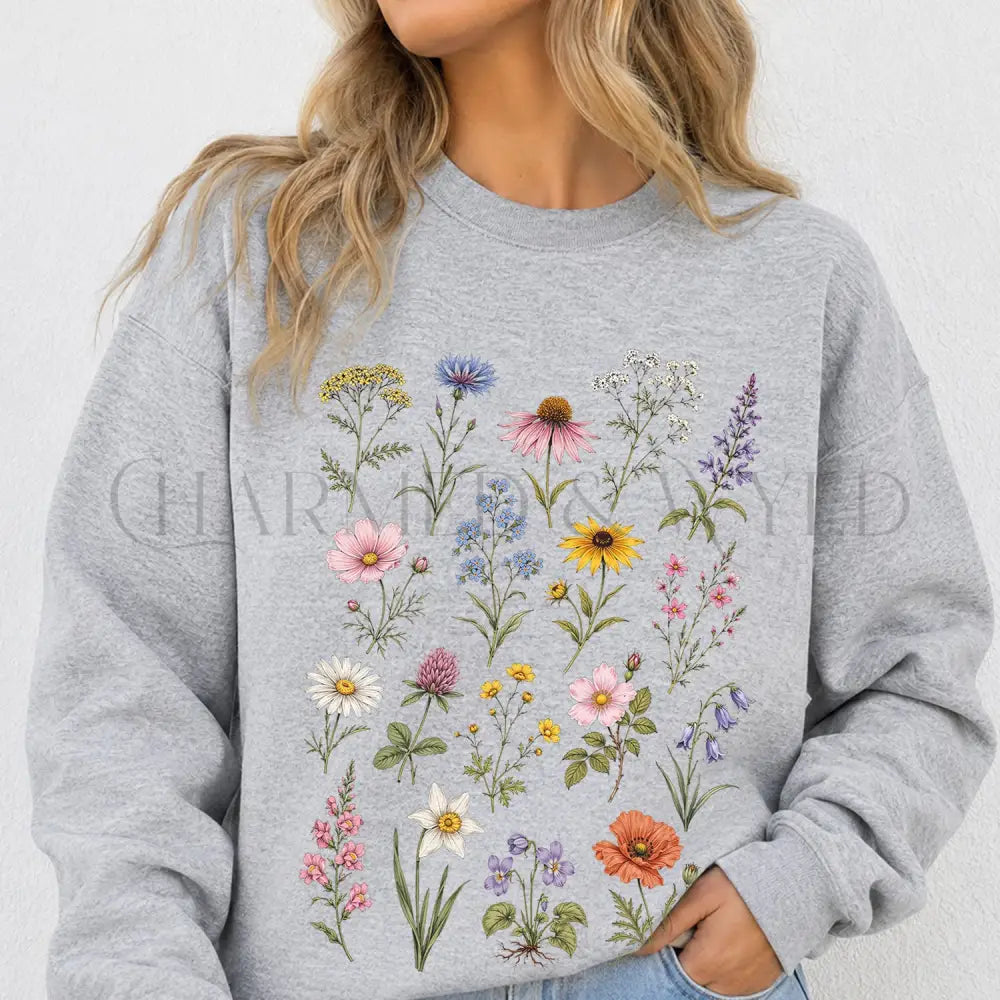 Meadow Blooms Sweatshirt - Sport Grey / S - Sweatshirt