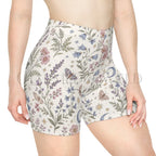 Meadow Floral Biker Shorts - XS / Brushed Faux Suede - All Over Prints